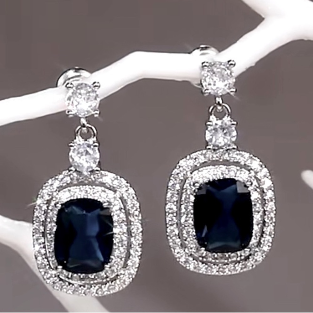 Sapphire and silver earrings